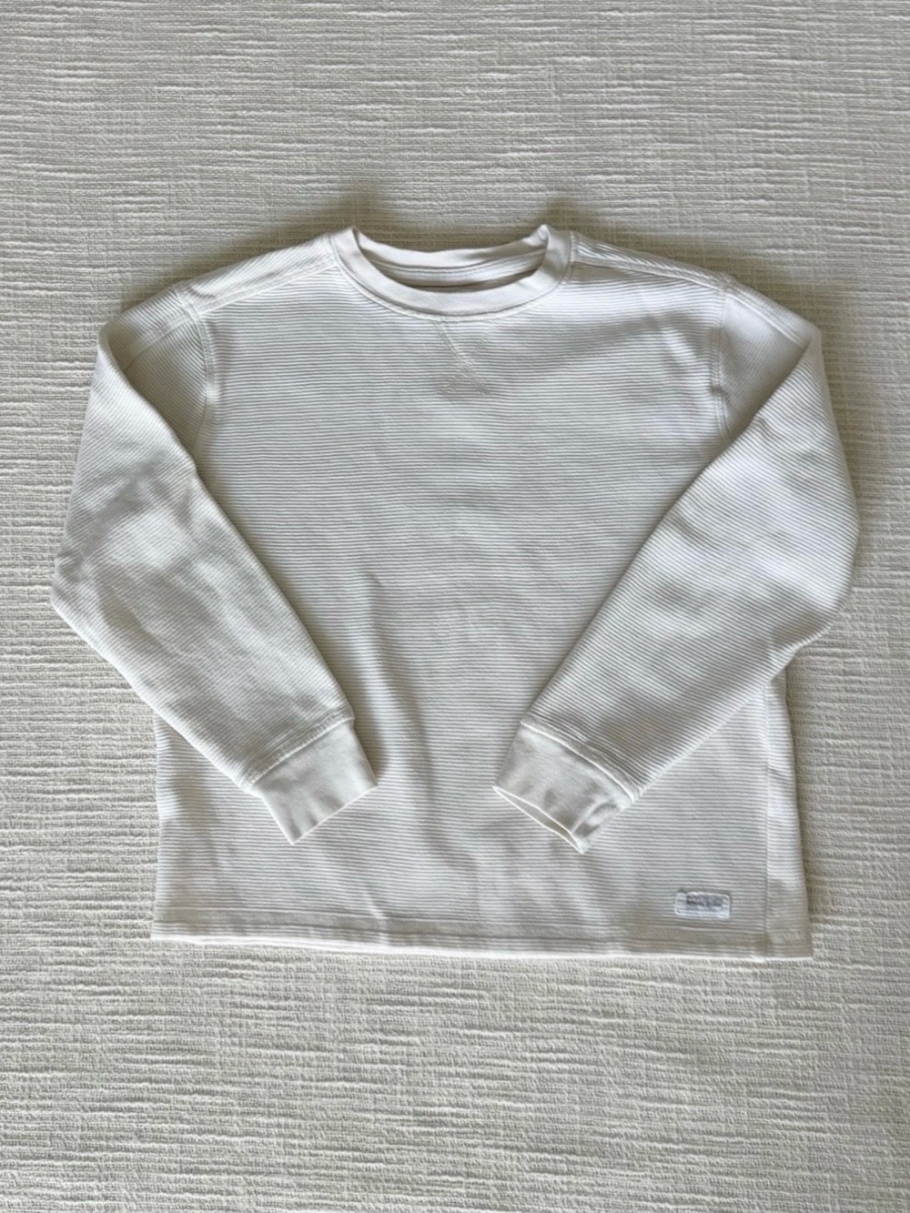 Zara White Long Sleeve Ribbed Crewneck Top